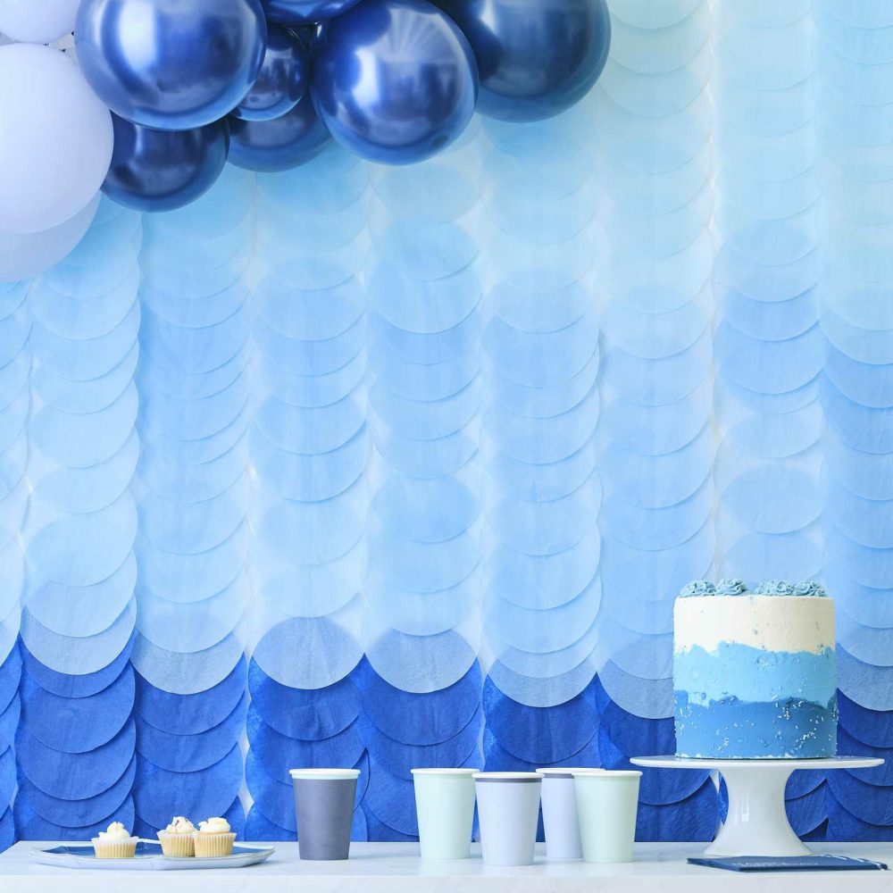 Backdrops |   Blue Ombre Tissue Paper Disc Party Backdrop Backdrops Backdrops