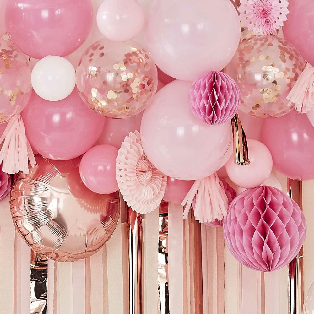 Backdrops |   Blush And Peach Balloon And Fan Garland Party Backdrop Backdrops Backdrops