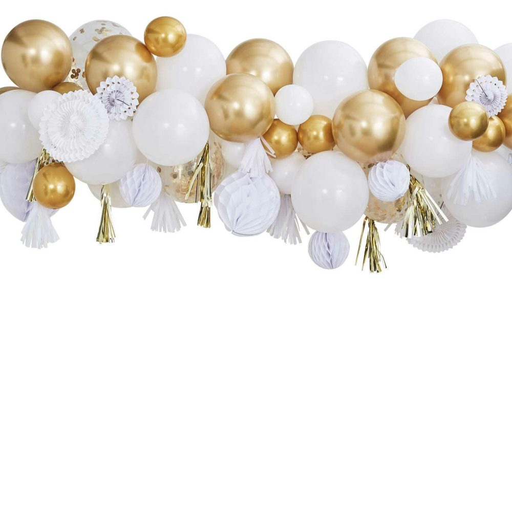 Backdrops |   Gold Balloon And Fan Garland Party Backdrop Backdrops Backdrops