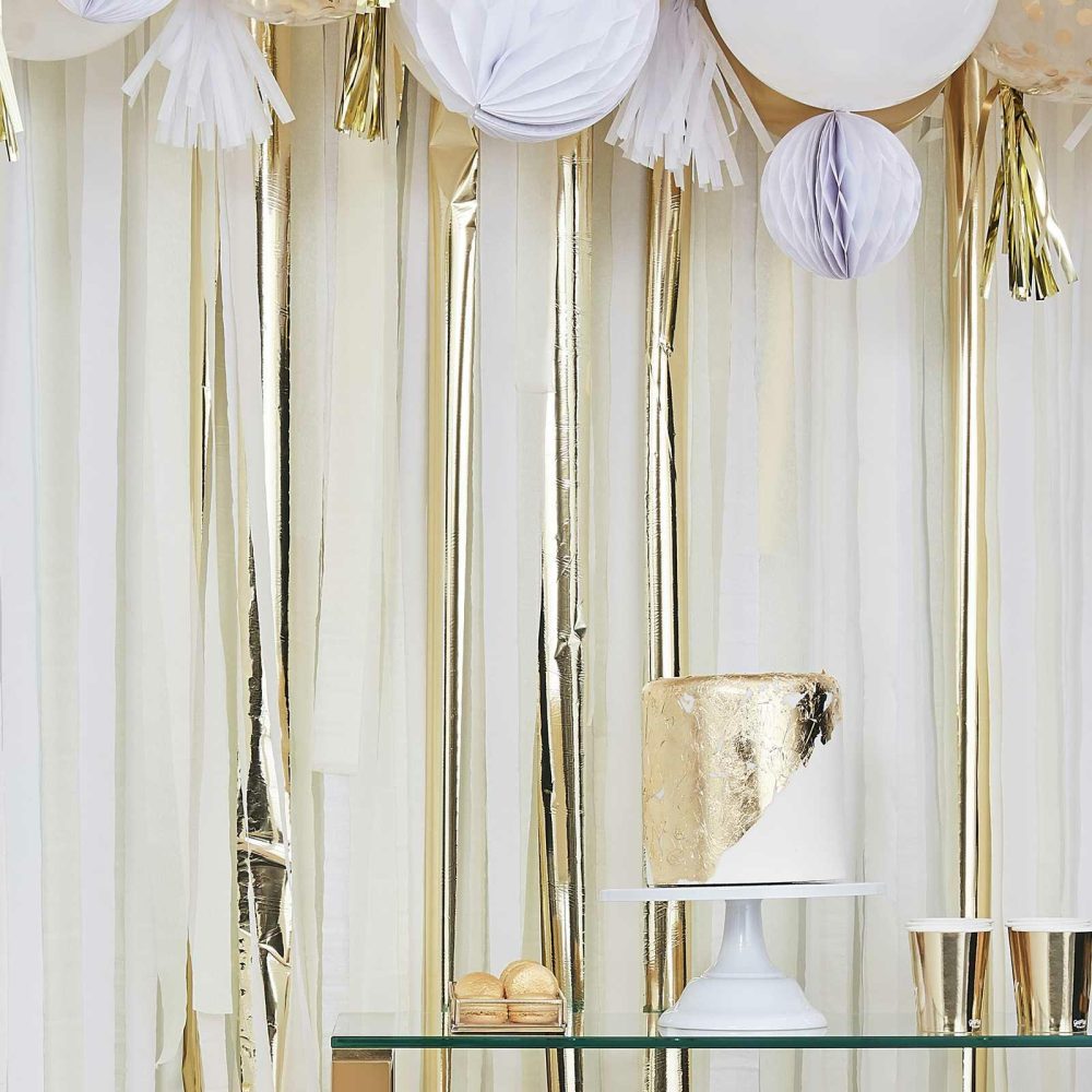 Backdrops |   Gold Metallic Party Streamers Backdrop Backdrops Backdrops