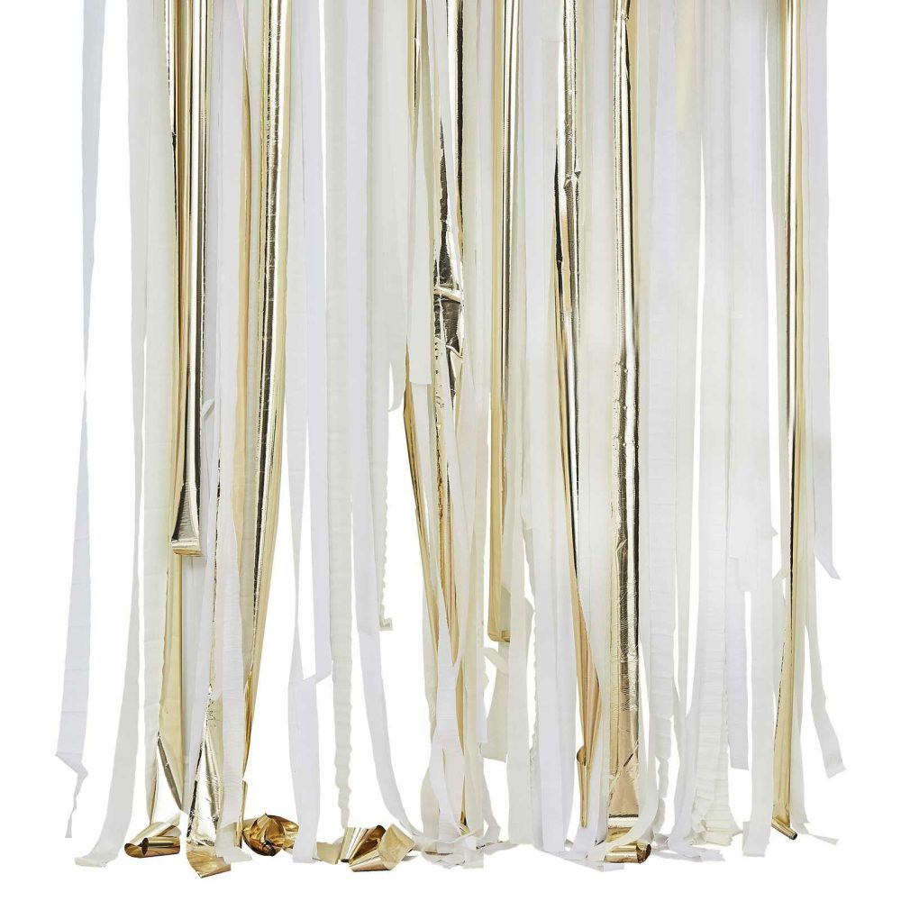 Backdrops |   Gold Metallic Party Streamers Backdrop Backdrops Backdrops