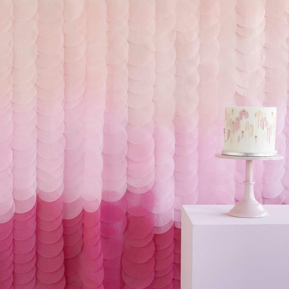 Backdrops |   Pink Ombre Tissue Paper Disc Party Backdrop Backdrops Backdrops