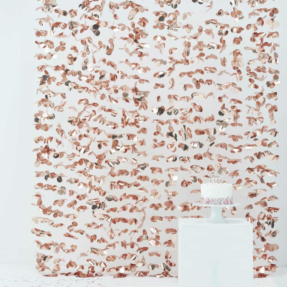 Backdrops |   Rose Gold Flower Foil Curtain Backdrop Backdrops Backdrops