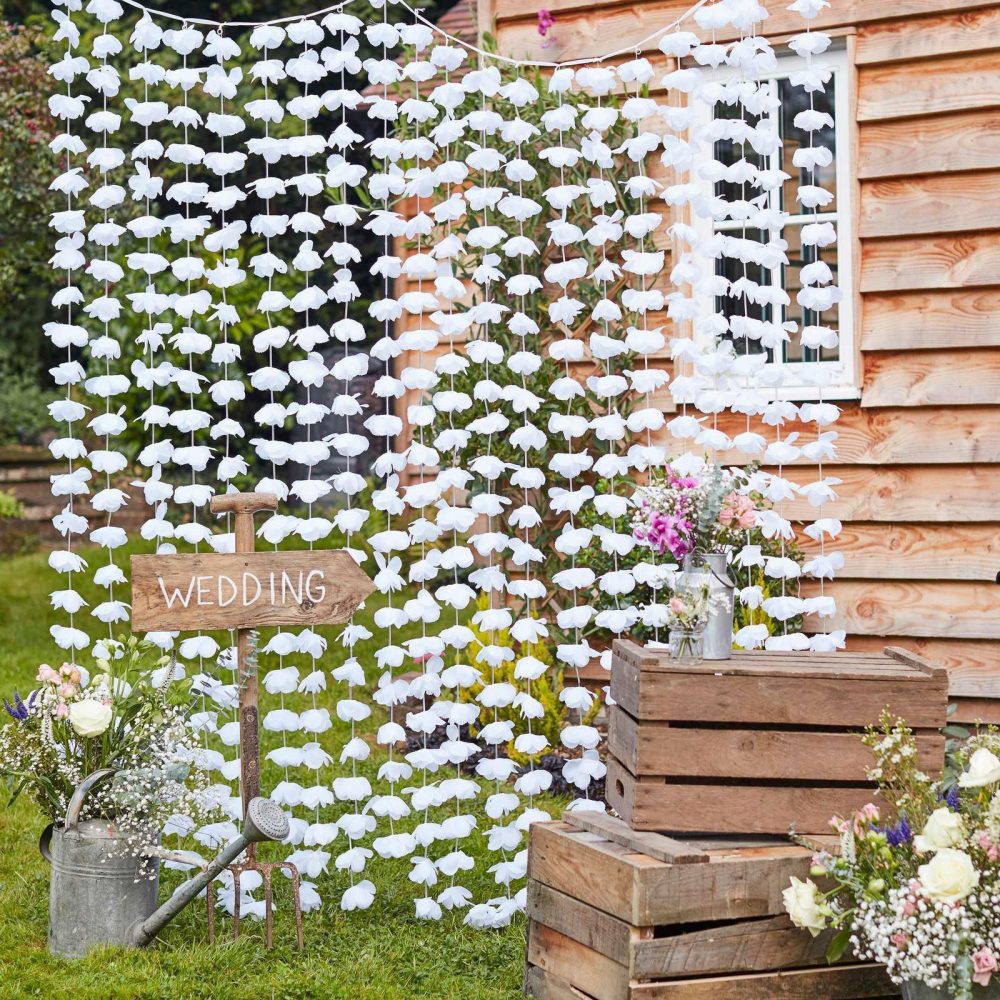 Backdrops |   White Flower Curtain Wedding Backdrop Backdrops Backdrops