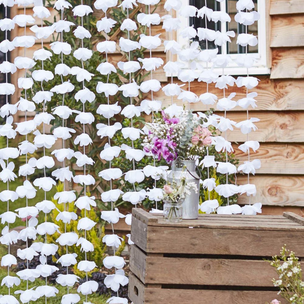 Backdrops |   White Flower Curtain Wedding Backdrop Backdrops Backdrops