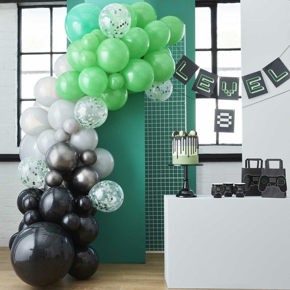 Balloon Arches |   Black, Green And Grey Balloon Arch Balloon Arches Balloon Arches