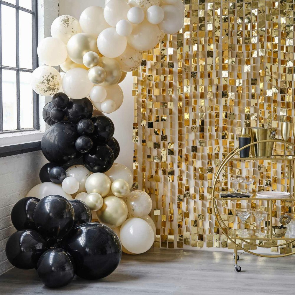 Balloon Arches |   Black, Nude And Champagne Gold Balloon Arch Balloon Arches Balloon Arches