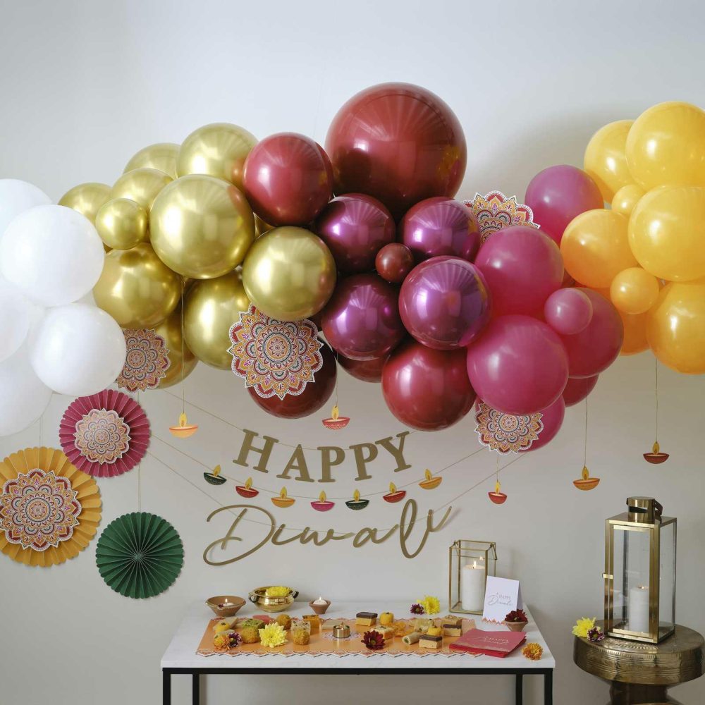 Balloon Arches |   Diwali Balloon Arch Kit With Fans And Tealight Card Decorations Balloon Arches Balloon Arches