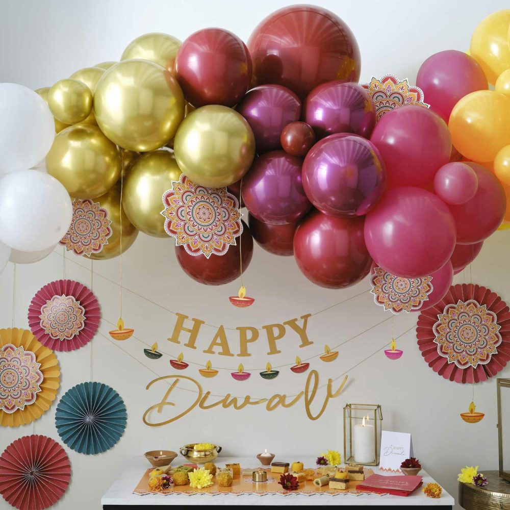 Balloon Arches |   Diwali Balloon Arch Kit With Fans And Tealight Card Decorations Balloon Arches Balloon Arches