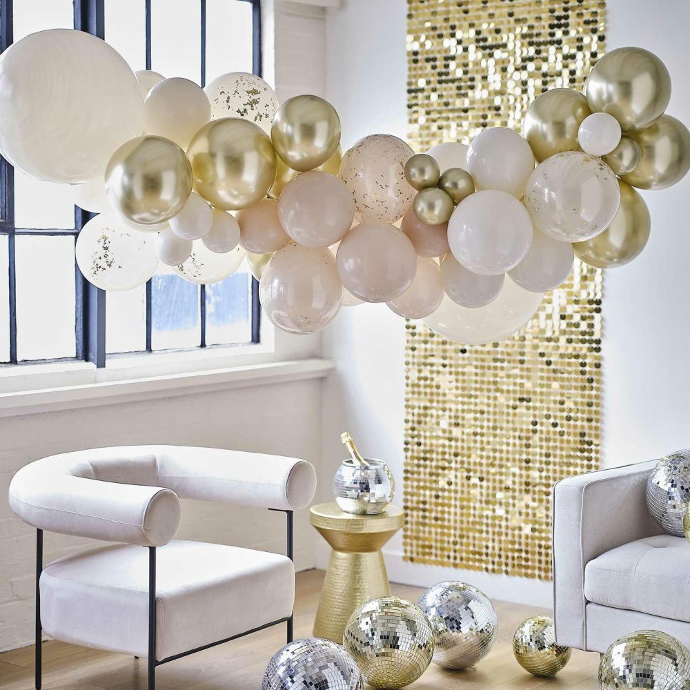 Balloon Arches |   Gold And Neutral Balloon Arch Kit Balloon Arches Balloon Arches