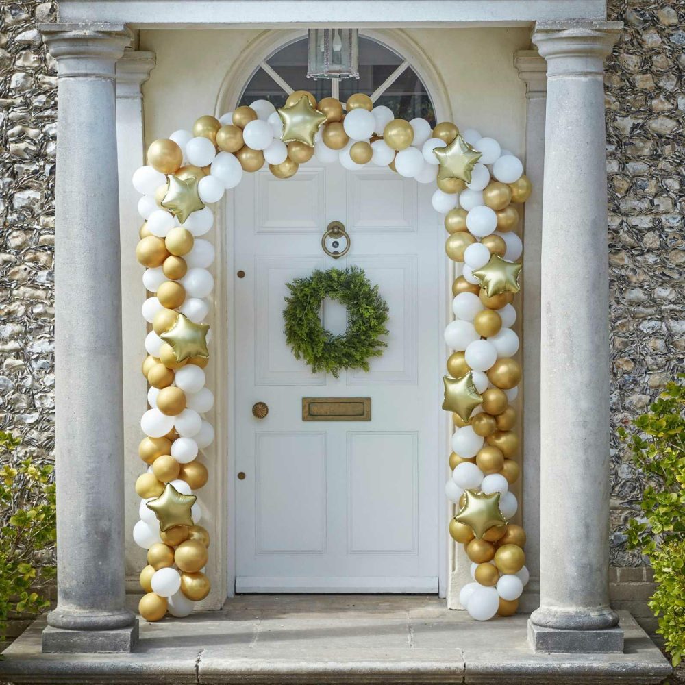 Balloon Arches |   Gold Christmas Door Balloon Arch Kit Balloon Arches Balloon Arches