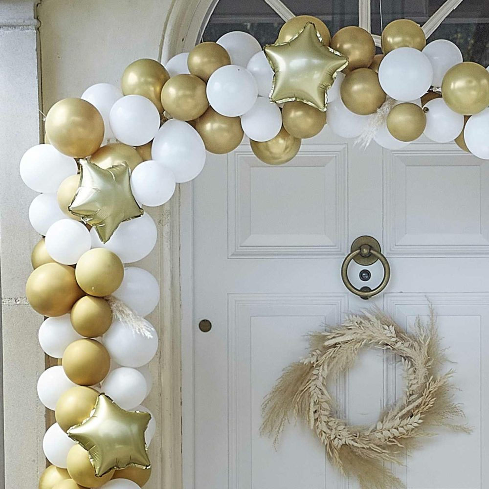 Balloon Arches |   Gold Christmas Door Balloon Arch Kit Balloon Arches Balloon Arches