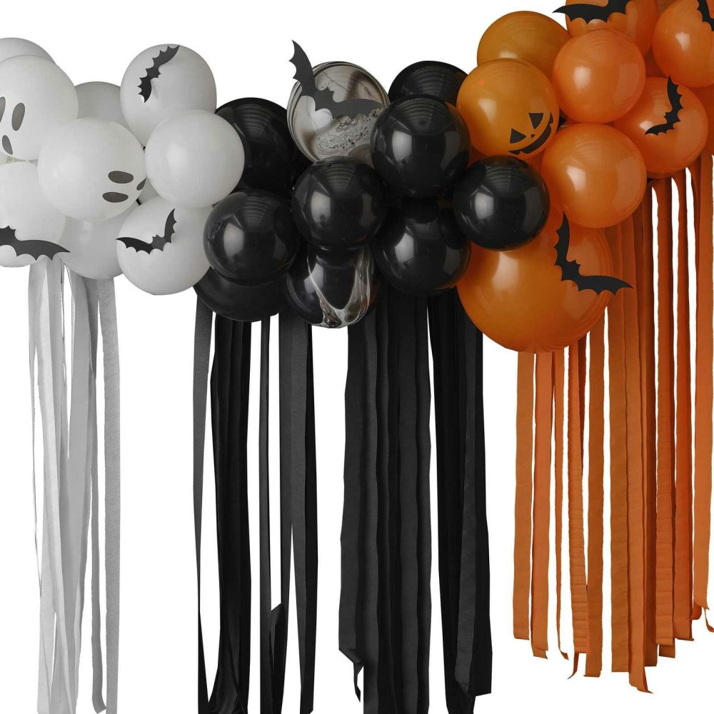 Balloon Arches |   Halloween Balloon Arch Backdrop With Ghosts, Pumpkins, Bats & Streamers Balloon Arches Balloon Arches