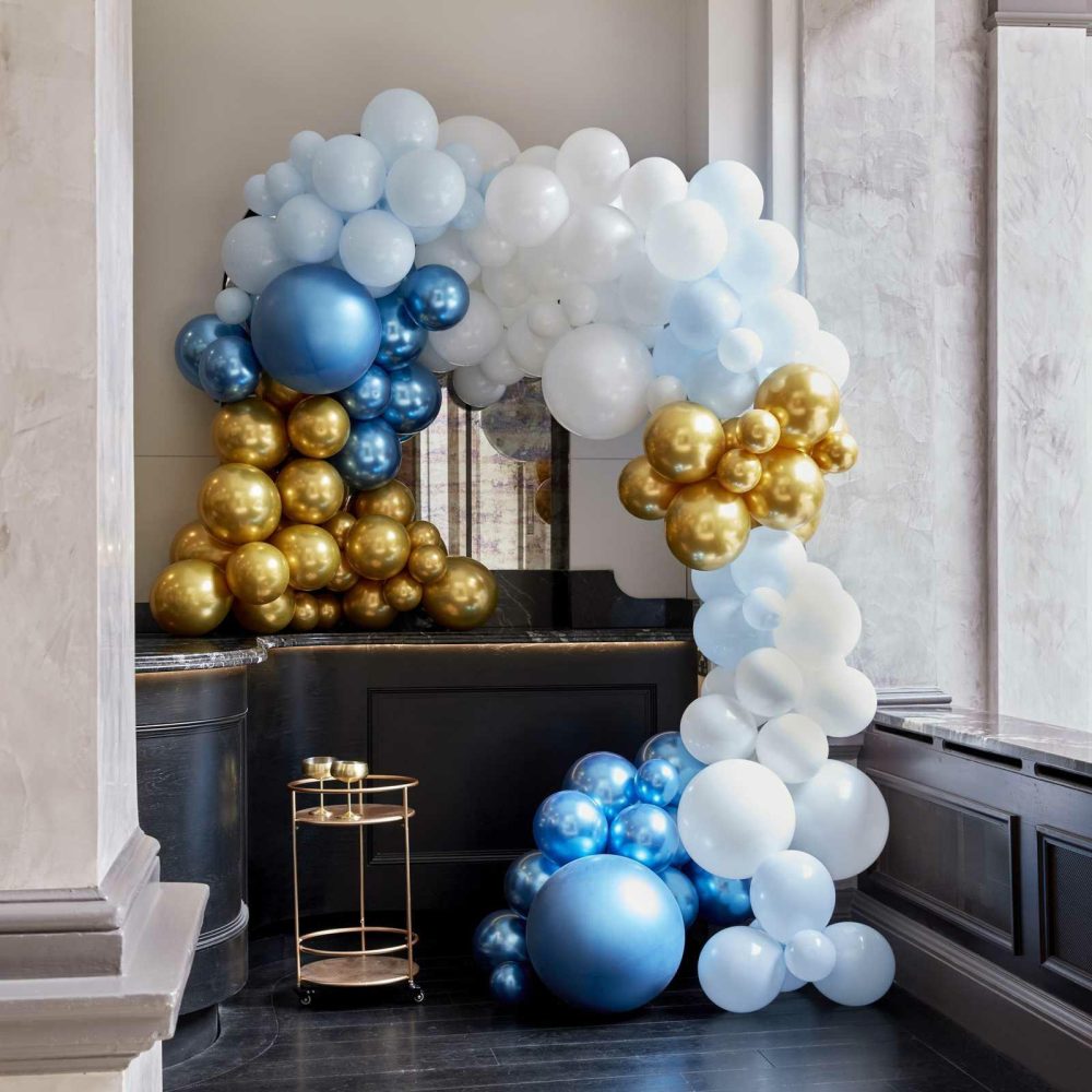 Balloon Arches |   Luxe Blue And Gold Balloon Arch Kit Balloon Arches Balloon Arches