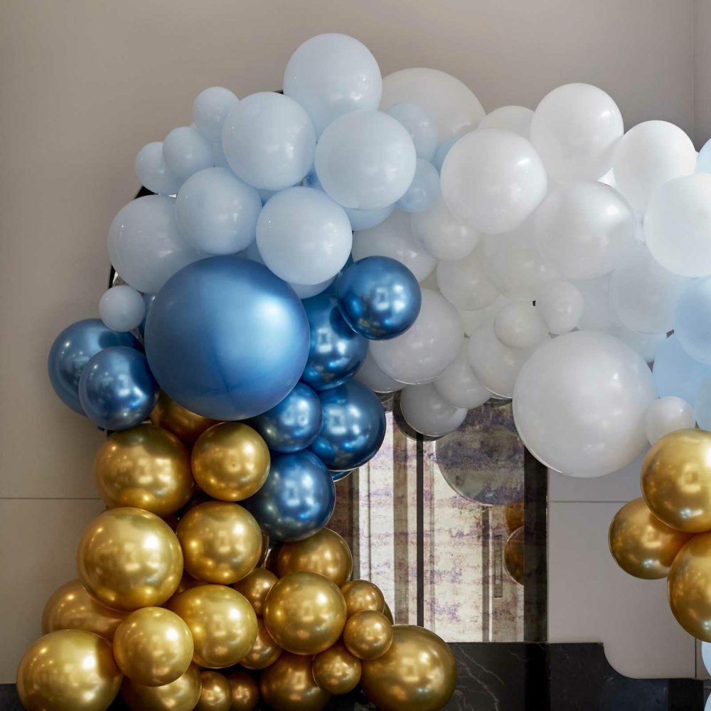 Balloon Arches |   Luxe Blue And Gold Balloon Arch Kit Balloon Arches Balloon Arches