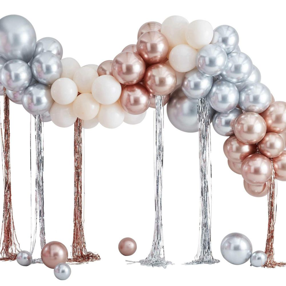 Balloon Arches |   Mixed Metallics Balloon Arch With Streamers Balloon Arches Balloon Arches