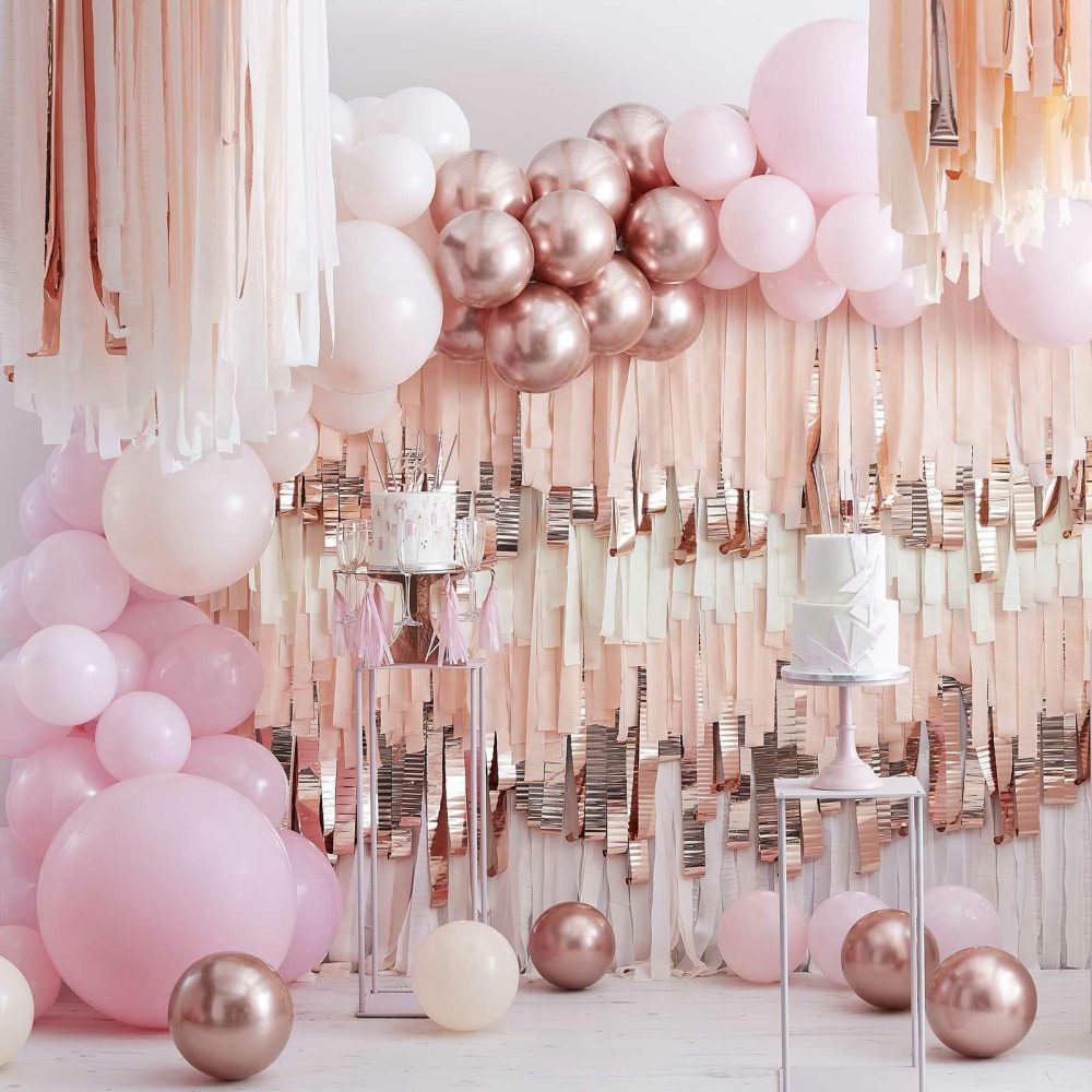 Balloon Arches |   Mixed Metallics Balloon Arch With Streamers Balloon Arches Balloon Arches