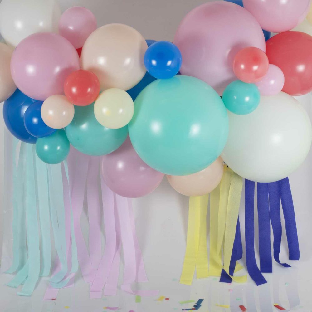 Balloon Arches |   Multicoloured Balloon Arch With Streamers Balloon Arches Balloon Arches