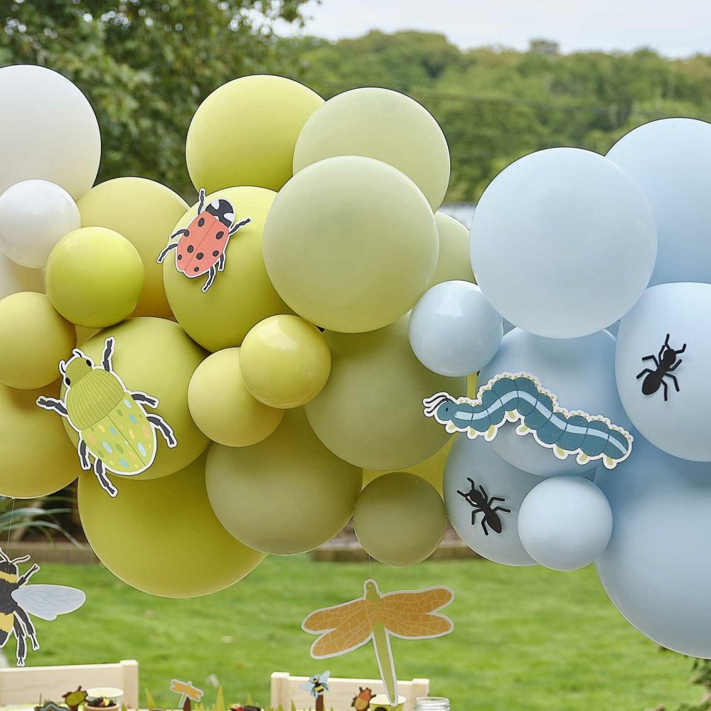 Balloon Arches |   Orange, Cream, Green & Blue Bug Party Balloon Arch With Card Bugs Balloon Arches Balloon Arches