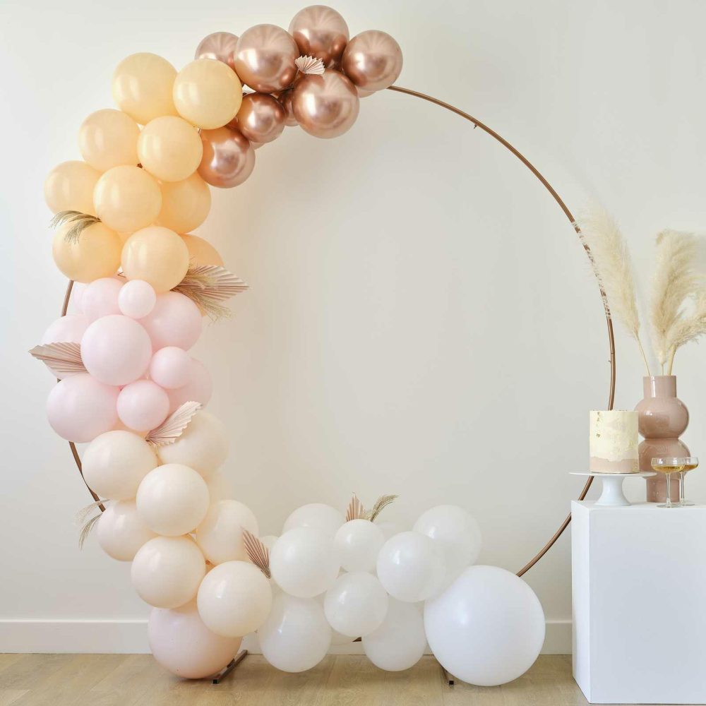 Balloon Arches |   Pampas, White, Peach And Rose Gold Balloon Arch Kit Balloon Arches Balloon Arches