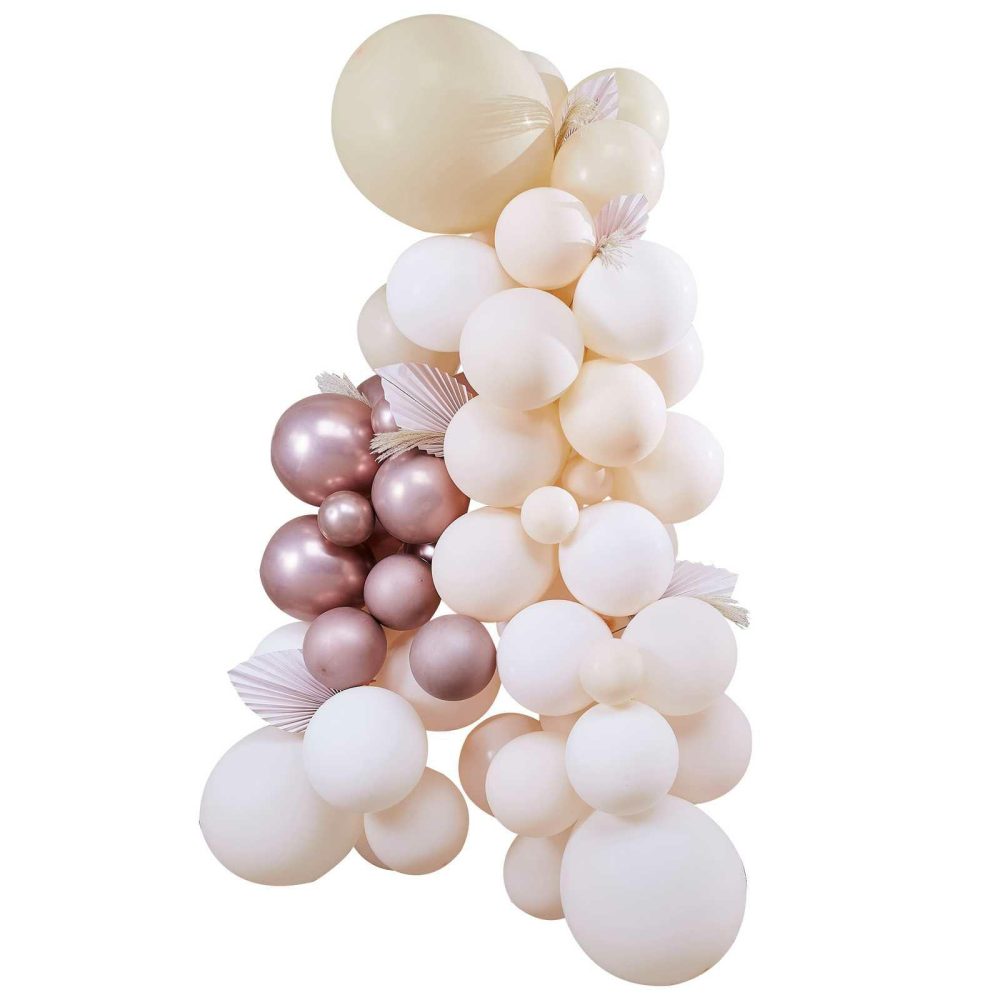 Balloon Arches |   Pampas, White, Peach And Rose Gold Balloon Arch Kit Balloon Arches Balloon Arches