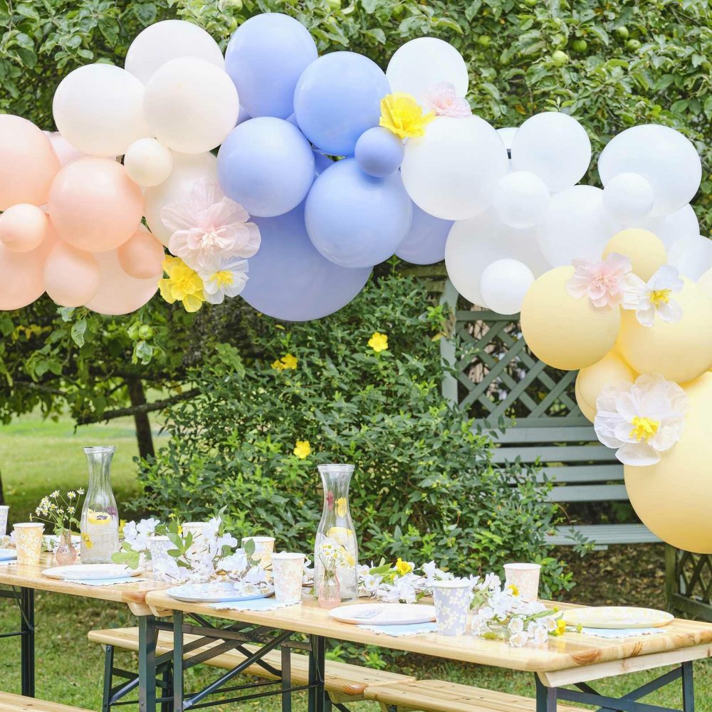 Balloon Arches |   Pastel Balloon Arch With Tissue Paper Flowers Balloon Arches Balloon Arches