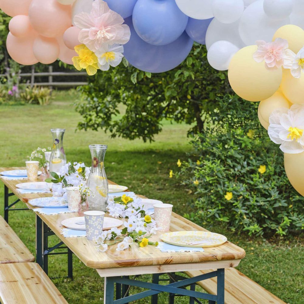 Balloon Arches |   Pastel Balloon Arch With Tissue Paper Flowers Balloon Arches Balloon Arches