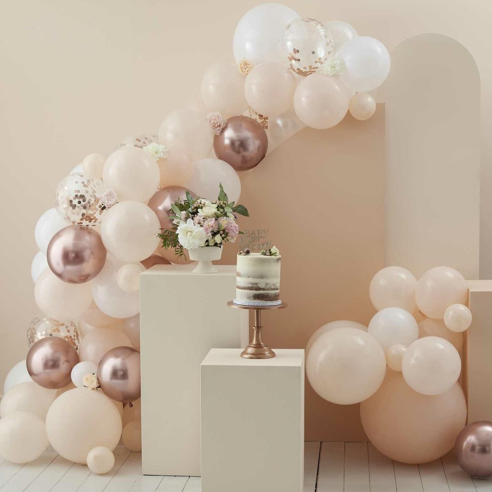 Balloon Arches |   Peach, White & Rose Gold Balloon Arch Balloon Arches Balloon Arches