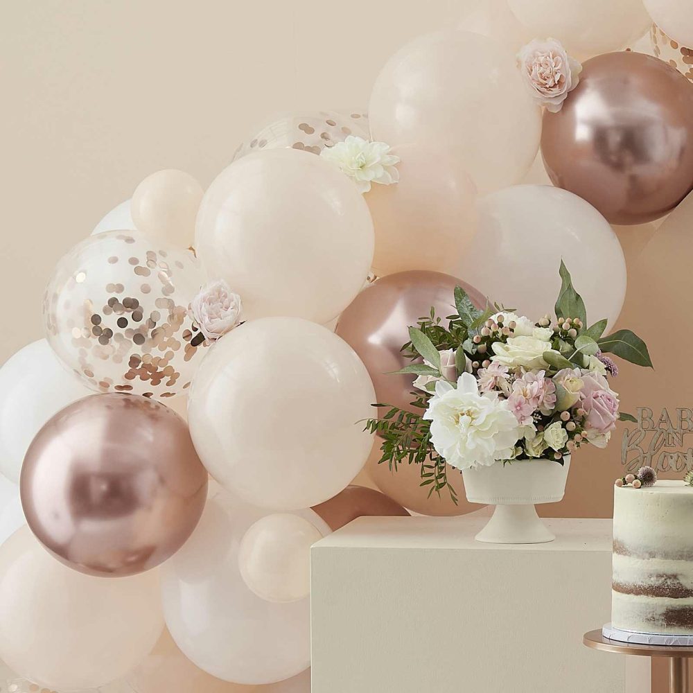 Balloon Arches |   Peach, White & Rose Gold Balloon Arch Balloon Arches Balloon Arches