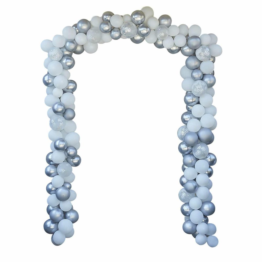 Balloon Arches |   Silver And White Christmas Door Balloon Arch Kit Balloon Arches Balloon Arches