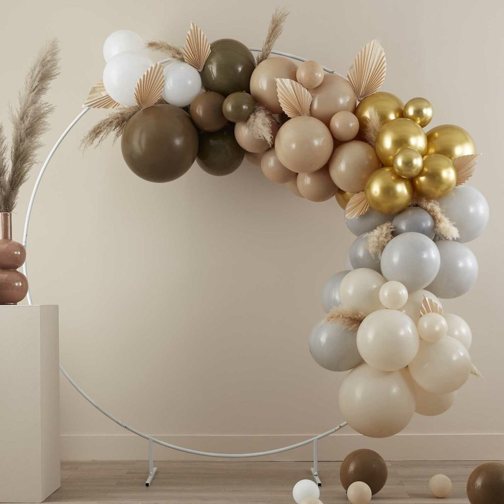 Balloon Arches |   Taupe, Brown & Nude Balloon Arch And Pampas Kit Balloon Arches Balloon Arches