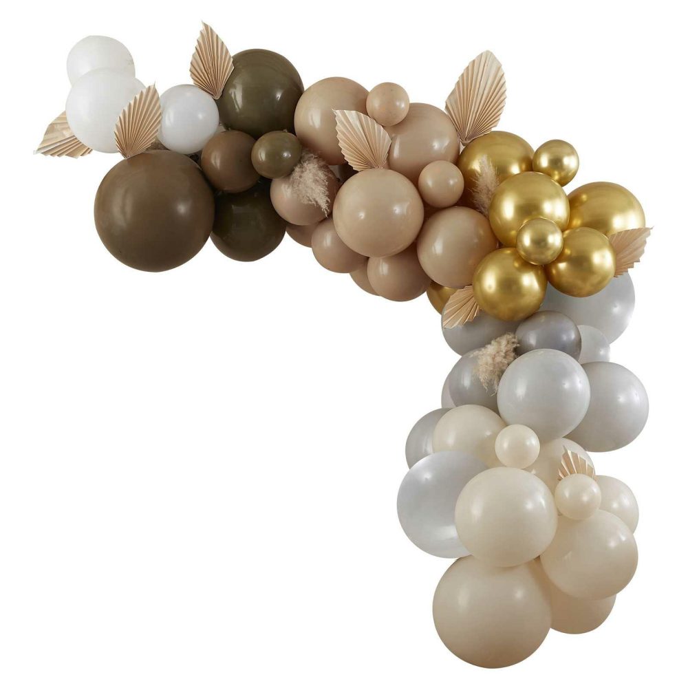 Balloon Arches |   Taupe, Brown & Nude Balloon Arch And Pampas Kit Balloon Arches Balloon Arches