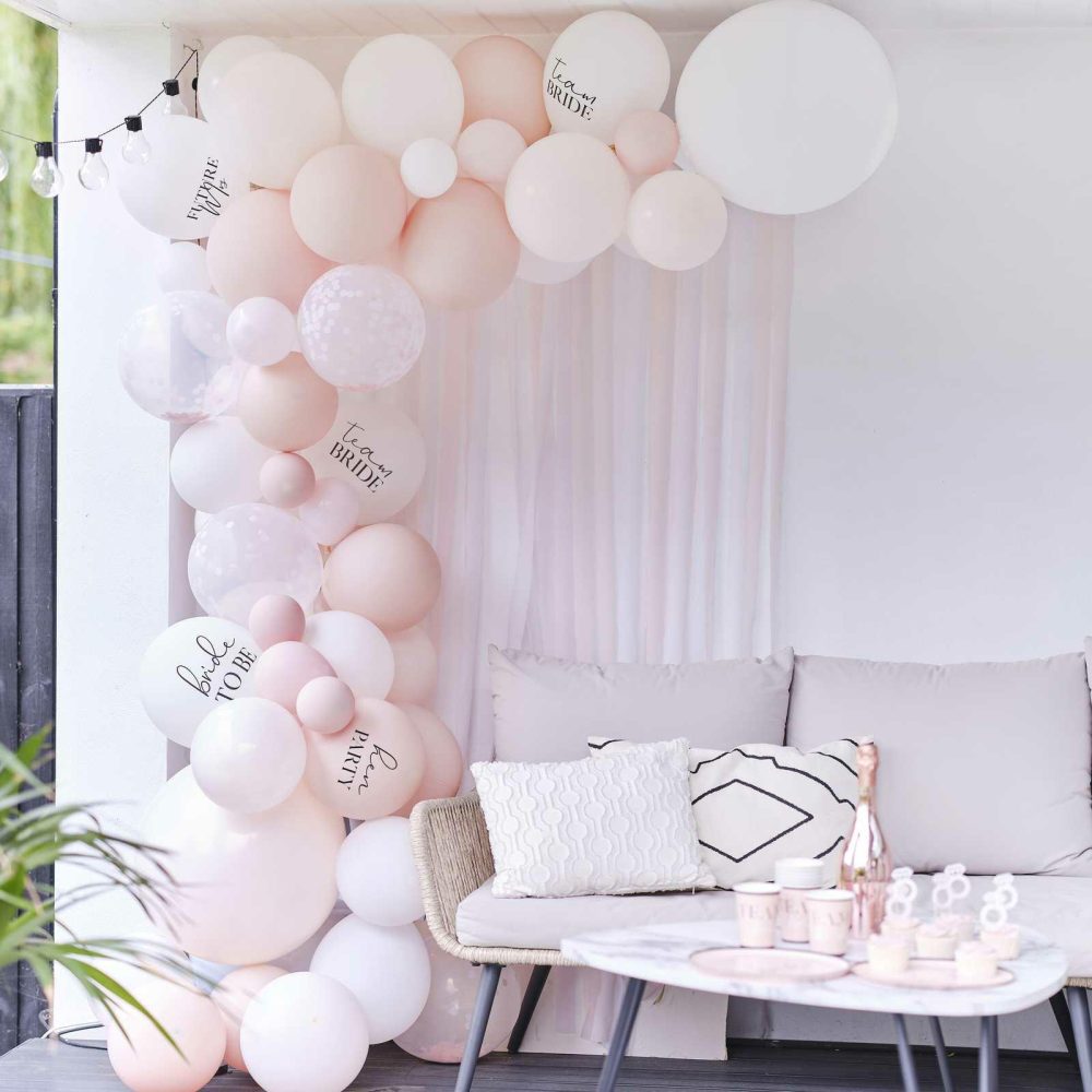 Balloon Arches |   White, Pink And Confetti Bachelorette Party Balloon Arch Kit Balloon Arches Balloon Arches