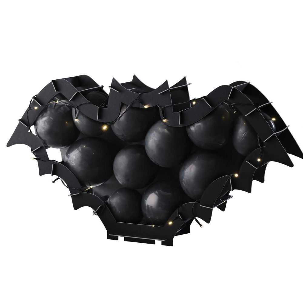 Balloon Mosaic Stands |   Bat Shaped Halloween Balloon Mosaic Stand Kit With Balloons & Lights Balloon Mosaic Stands Balloon Mosaic Stands