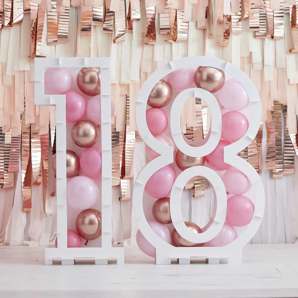 Balloon Mosaic Stands |   Pink Balloon Mosaic Number Stand 18 Balloon Mosaic Stands Balloon Mosaic Stands