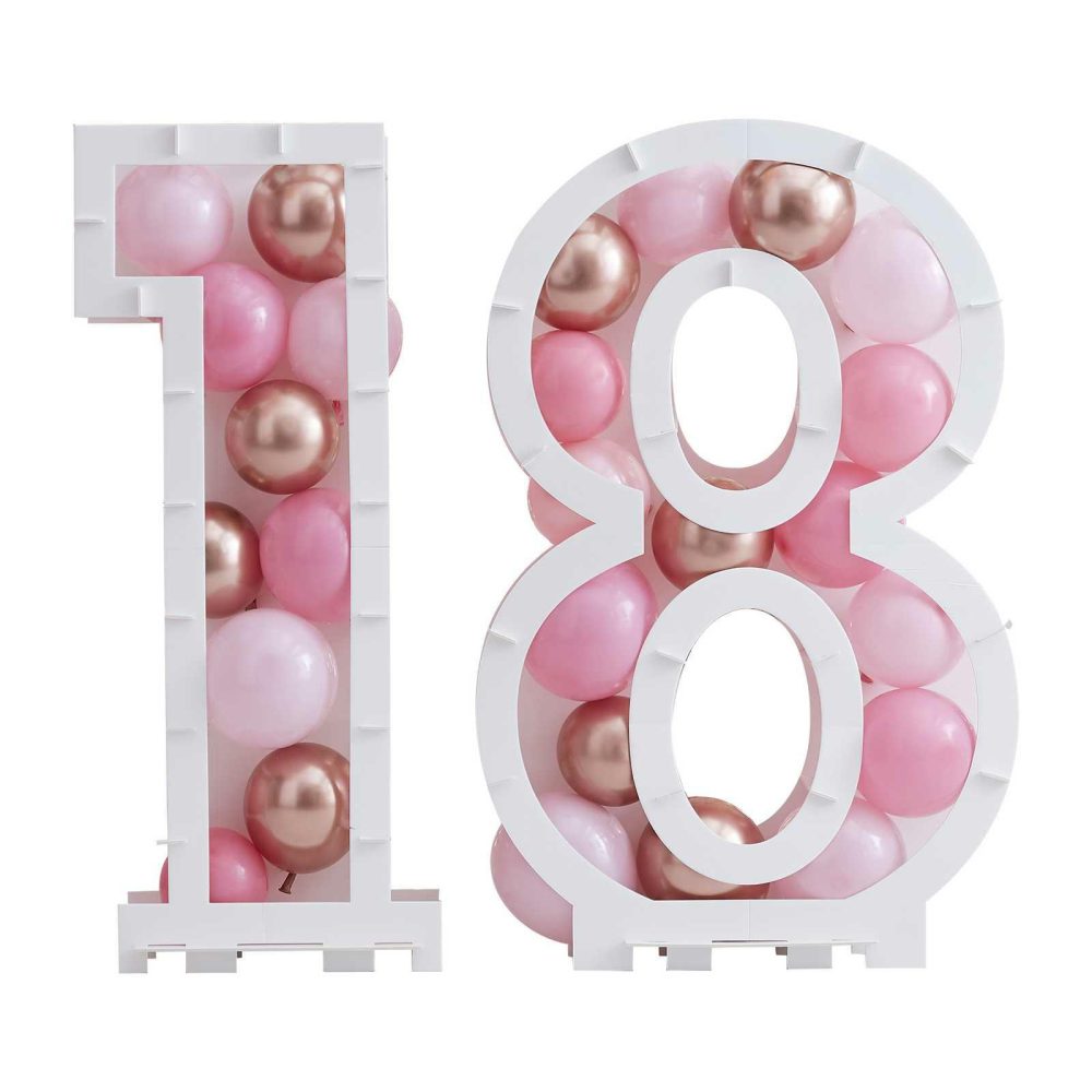 Balloon Mosaic Stands |   Pink Balloon Mosaic Number Stand 18 Balloon Mosaic Stands Balloon Mosaic Stands