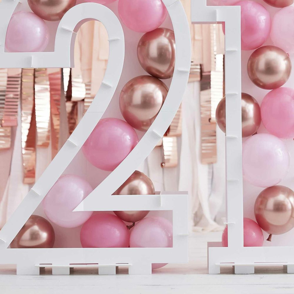 Balloon Mosaic Stands |   Pink Balloon Mosaic Number Stand 21 Balloon Mosaic Stands Balloon Mosaic Stands