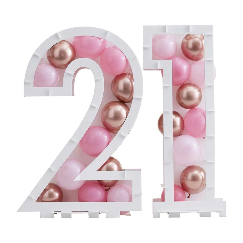 Balloon Mosaic Stands |   Pink Balloon Mosaic Number Stand 21 Balloon Mosaic Stands Balloon Mosaic Stands