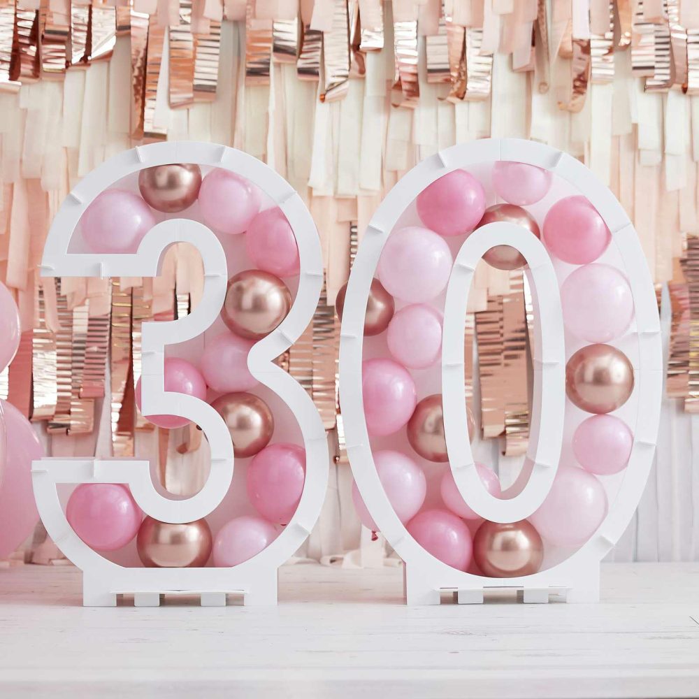 Balloon Mosaic Stands |   Pink Balloon Mosaic Number Stand 30 Balloon Mosaic Stands Balloon Mosaic Stands