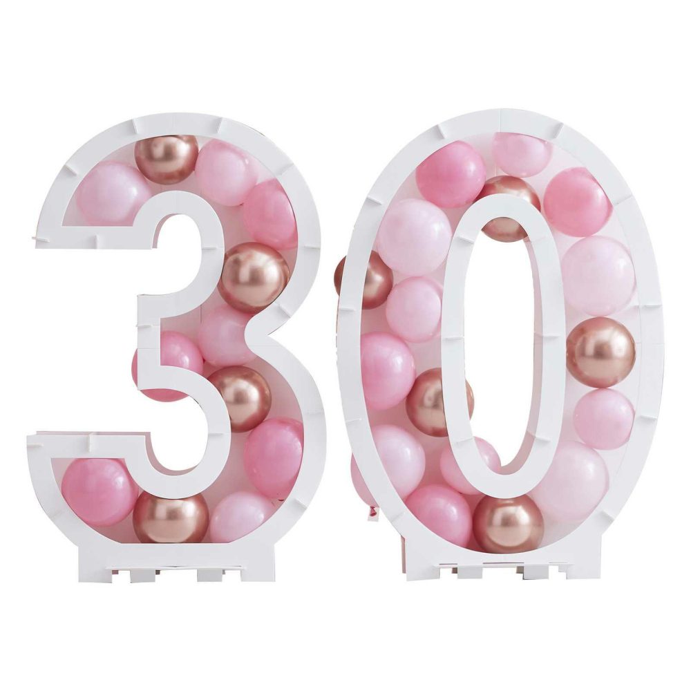 Balloon Mosaic Stands |   Pink Balloon Mosaic Number Stand 30 Balloon Mosaic Stands Balloon Mosaic Stands