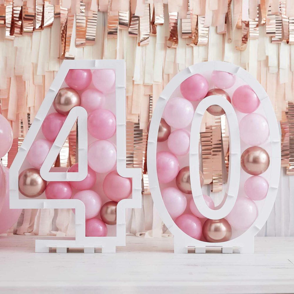 Balloon Mosaic Stands |   Pink Balloon Mosaic Number Stand 40 Balloon Mosaic Stands Balloon Mosaic Stands