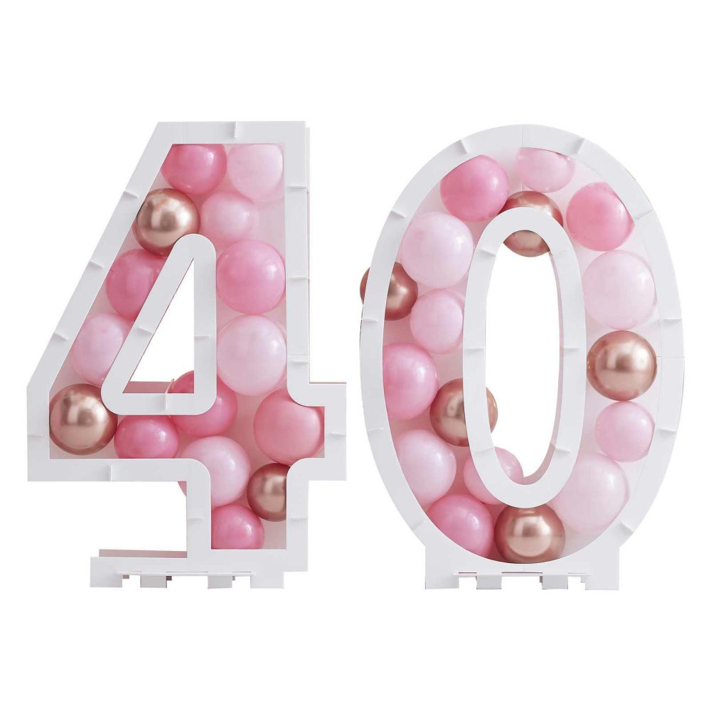 Balloon Mosaic Stands |   Pink Balloon Mosaic Number Stand 40 Balloon Mosaic Stands Balloon Mosaic Stands