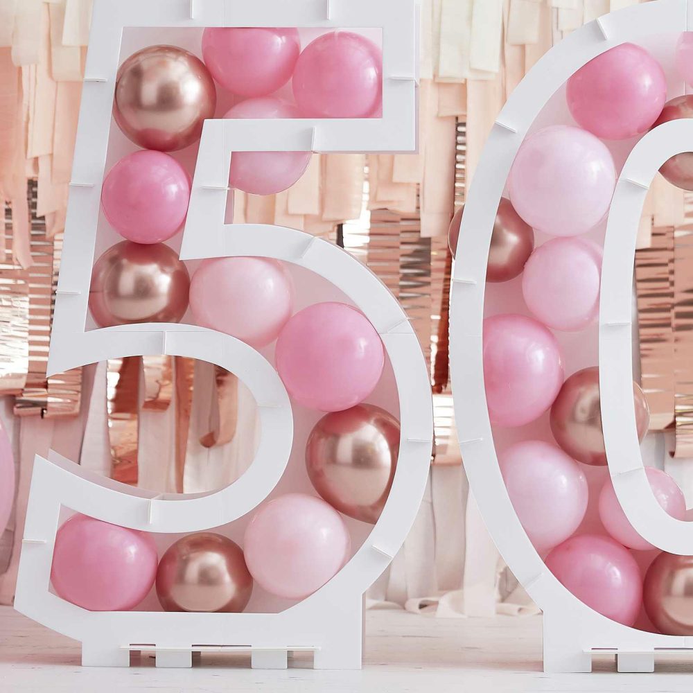 Balloon Mosaic Stands |   Pink Balloon Mosaic Number Stand 50 Balloon Mosaic Stands Balloon Mosaic Stands