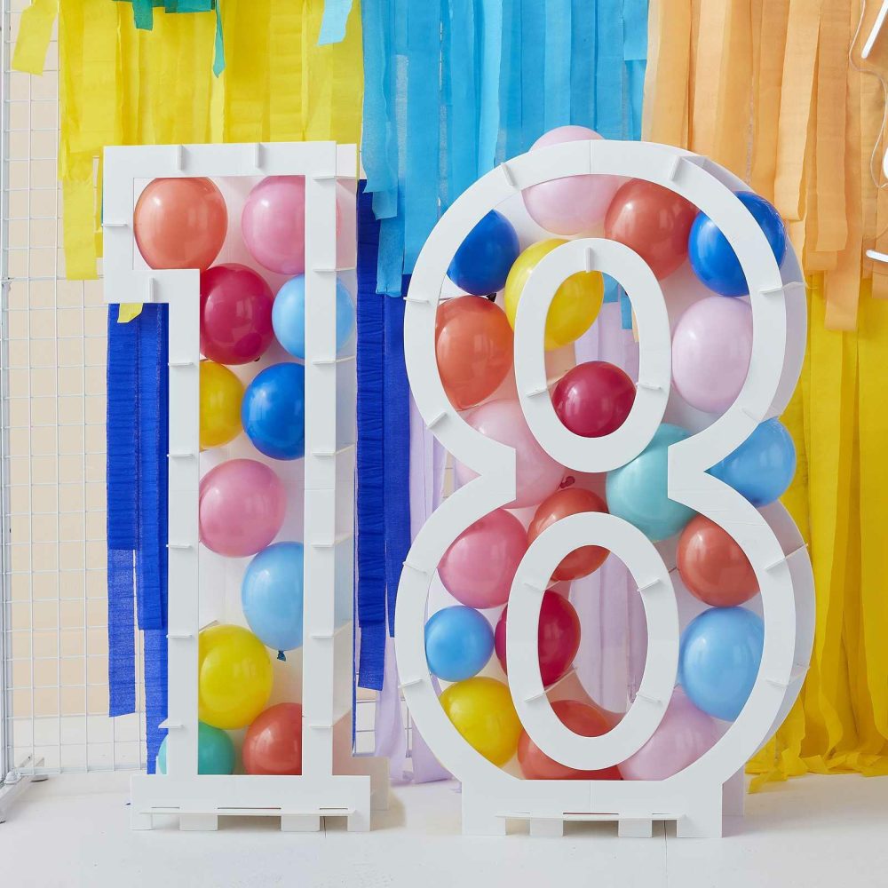 Balloon Mosaic Stands |   Rainbow Bright Balloon Mosaic Number Stand 18 Balloon Mosaic Stands Balloon Mosaic Stands