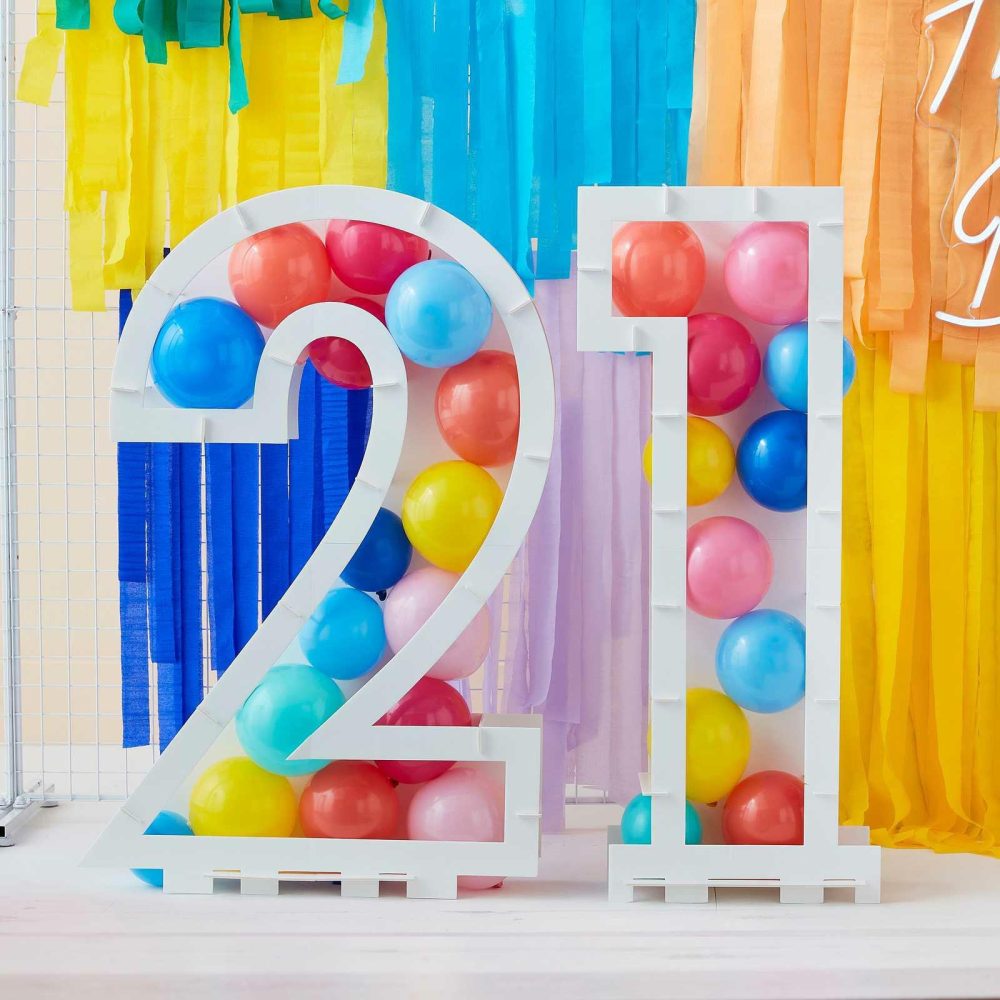 Balloon Mosaic Stands |   Rainbow Bright Balloon Mosaic Number Stand 21 Balloon Mosaic Stands Balloon Mosaic Stands