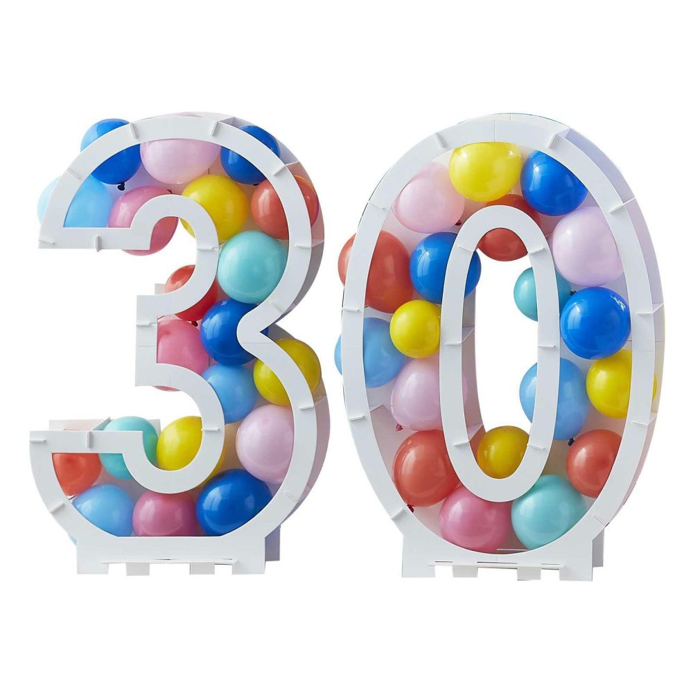 Balloon Mosaic Stands |   Rainbow Bright Balloon Mosaic Number Stand 30 Balloon Mosaic Stands Balloon Mosaic Stands