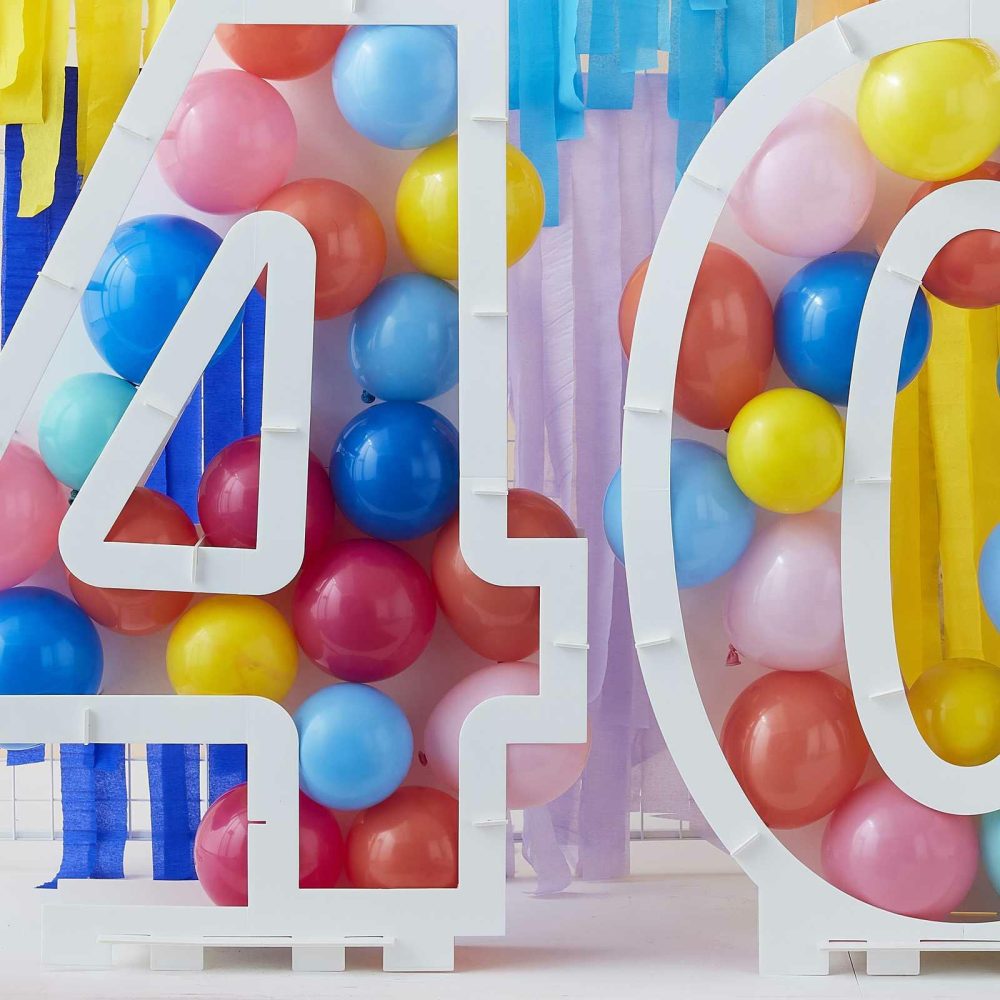 Balloon Mosaic Stands |   Rainbow Bright Balloon Mosaic Number Stand 40 Balloon Mosaic Stands Balloon Mosaic Stands