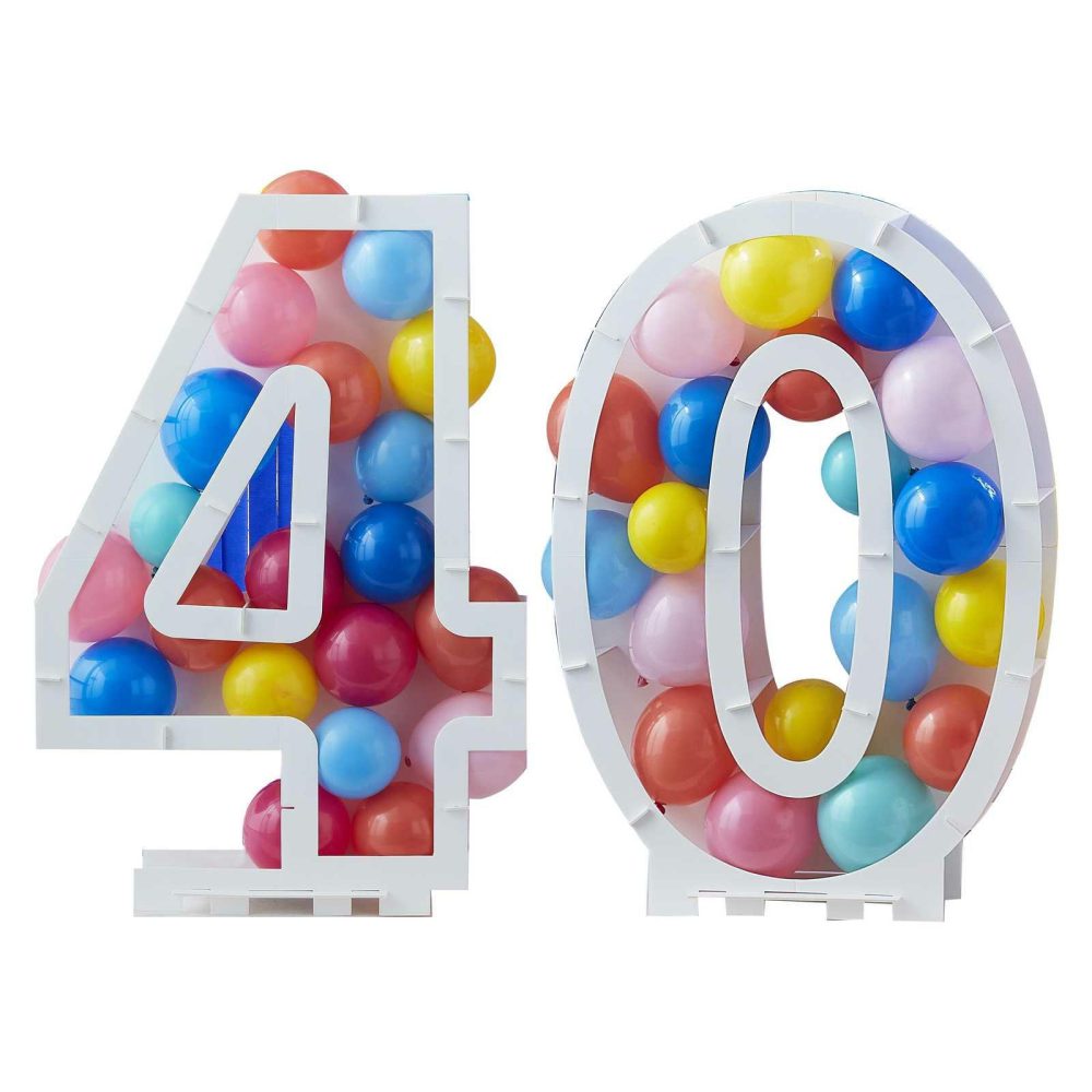 Balloon Mosaic Stands |   Rainbow Bright Balloon Mosaic Number Stand 40 Balloon Mosaic Stands Balloon Mosaic Stands