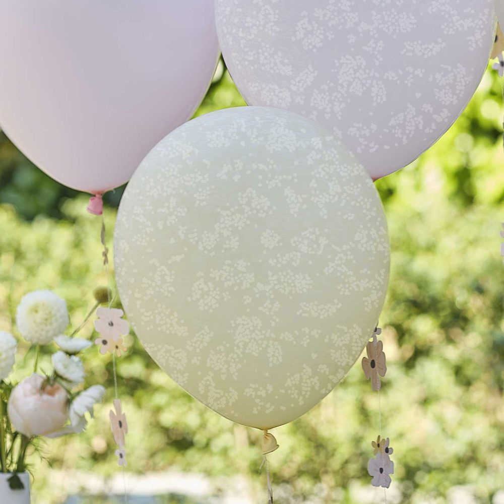 Balloon Packs |   Pastel Flower Balloon Bundle With Floral Balloon Tails Baby Shower Balloons Baby Shower Balloons