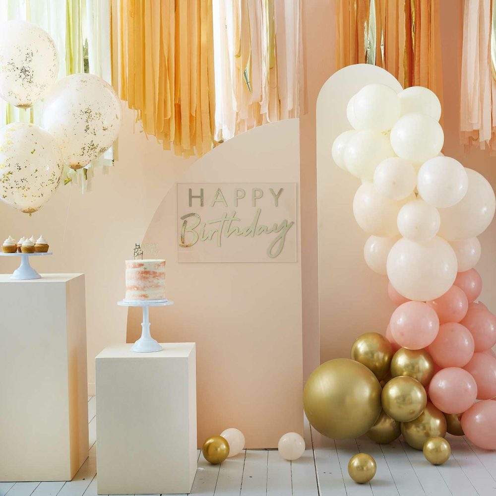 Balloon Tails |   Gold Happy Birthday Balloon Tails Balloon Accessories Balloon Tails